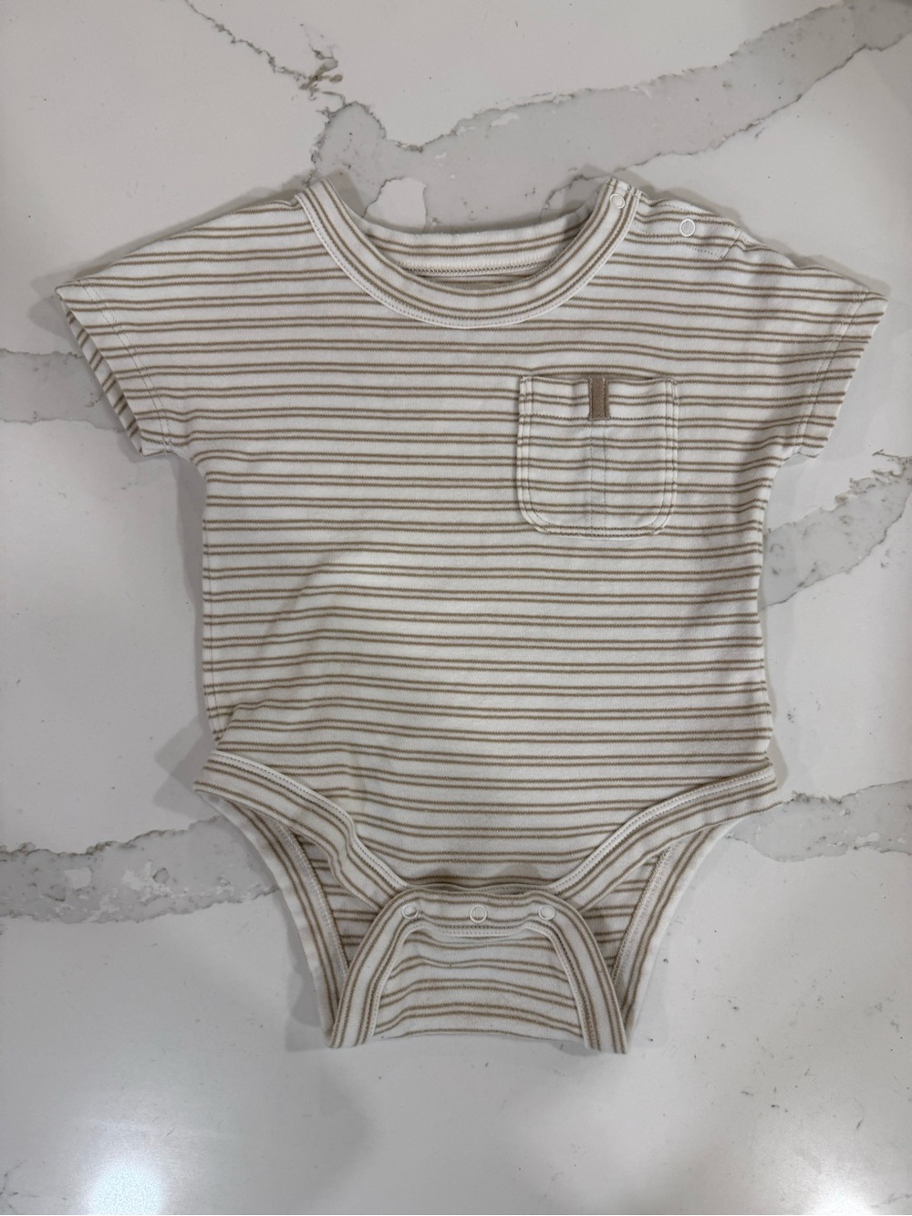 Banana Republic Baby Short Sleeve Neutral Striped Dolman Bodysuit 12-18 Months